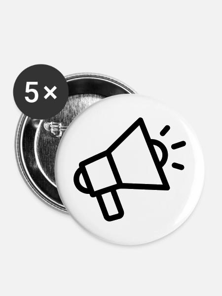 Megaphon - Buttons mittel 32 mm (5er Pack) - Weiß