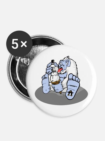 Yuuumiii-Monster - Buttons mittel 32 mm (5er Pack) - Weiß