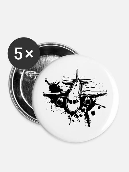 Luftfahrzeug - Buttons mittel 32 mm (5er Pack) - Weiß