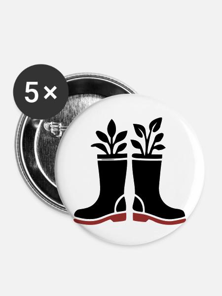 Gummistiefel Pflanzen Icon - Buttons mittel 32 mm (5er Pack) - Weiß