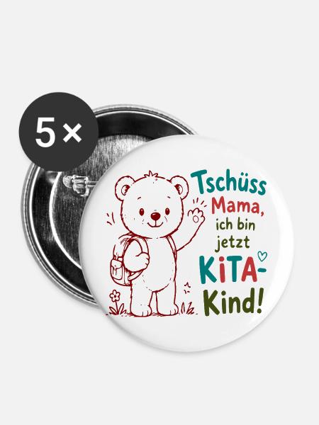 Kita Abschied Bär - Buttons mittel 32 mm (5er Pack) - Weiß