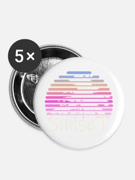 Sonnenuntergangspalmen - Buttons mittel 32 mm (5er Pack) - Weiß