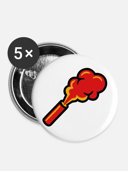 Bengalfeuer Pyro Rauch Icon - Buttons mittel 32 mm (5er Pack) - Weiß