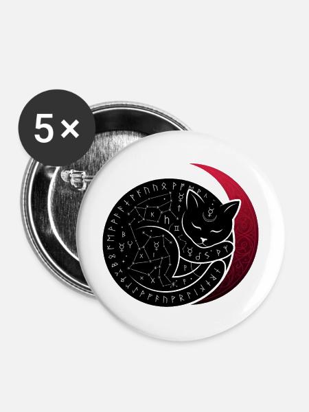 Mondkatze Konstellation - Buttons mittel 32 mm (5er Pack) - Weiß