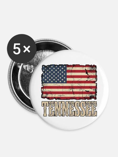 Tennessee USA Flag - Buttons mittel 32 mm (5er Pack) - Weiß