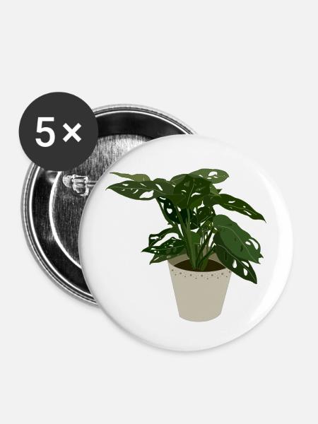 Monstera Monkey Leaf - Buttons mittel 32 mm (5er Pack) - Weiß