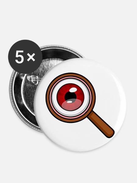 Rotauge-Lupe - Buttons mittel 32 mm (5er Pack) - Weiß