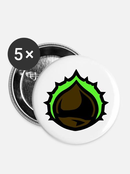 Kastanie Symbol - Buttons mittel 32 mm (5er Pack) - Weiß