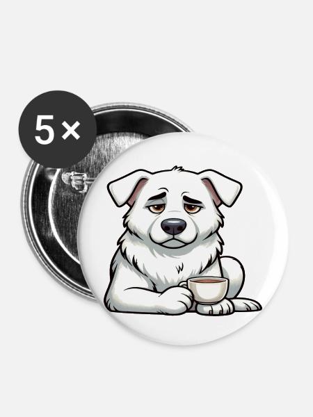 Weißer Schäferhund Schäferhund Schäferhunde - Buttons mittel 32 mm (5er Pack) - Weiß