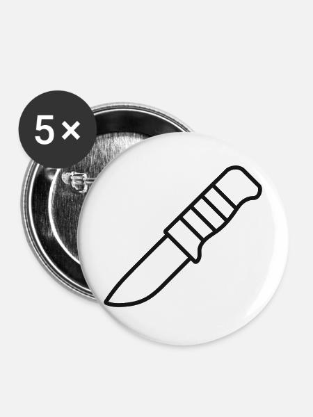 Jagdmesser-Linien-Symbol - Buttons mittel 32 mm (5er Pack) - Weiß