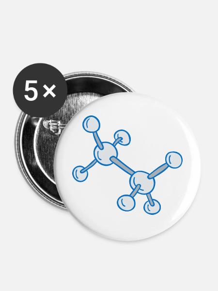 Blaues Molekülnetz Muster - Buttons mittel 32 mm (5er Pack) - Weiß