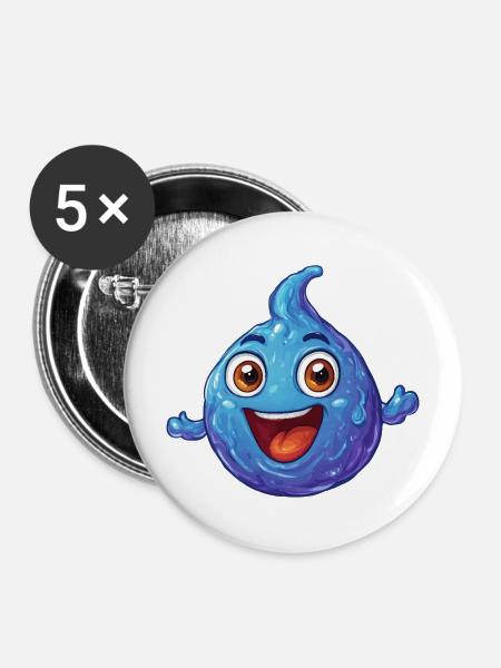 Wassertropfen - Buttons mittel 32 mm (5er Pack) - Weiß