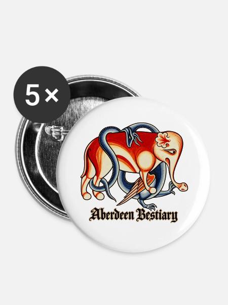 Der Elefant des Aberdeen Bestiary - Buttons mittel 32 mm (5er Pack) - Weiß