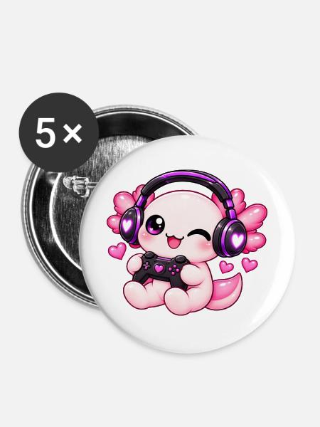 Gaming-Lotl - Buttons mittel 32 mm (5er Pack) - Weiß
