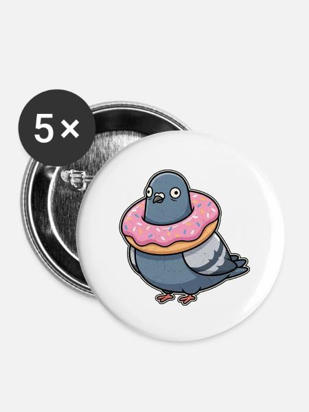 Donut Taube - Buttons mittel 32 mm (5er Pack) - Weiß