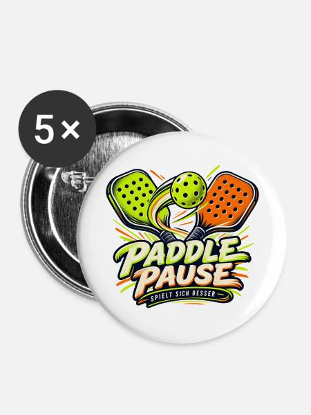 Paddle Pause – Spielt sich besser - Buttons mittel 32 mm (5er Pack) - Weiß