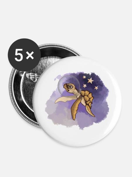 Cosmic Sea Turtle Explorer - Buttons mittel 32 mm (5er Pack) - Weiß