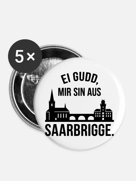 Saarbrücken Spruch Silhouette - Buttons mittel 32 mm (5er Pack) - Weiß