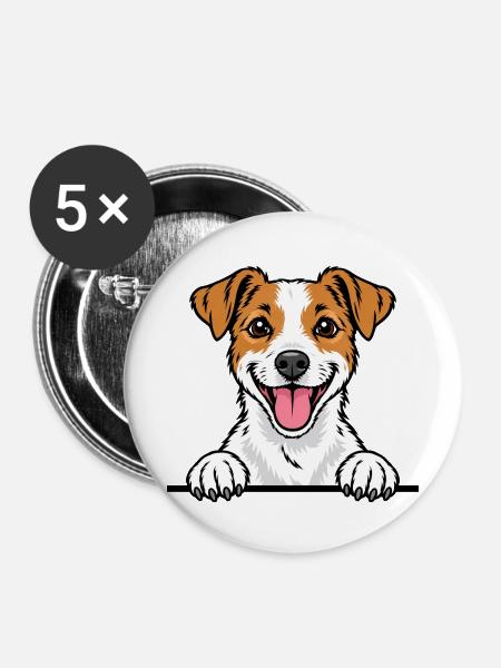 Jacky Terrier - Buttons mittel 32 mm (5er Pack) - Weiß