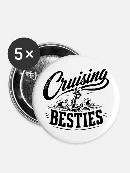 Cruising Besties - Buttons mittel 32 mm (5er Pack) - Weiß