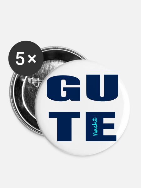 Gute Nacht - Buttons mittel 32 mm (5er Pack) - Weiß