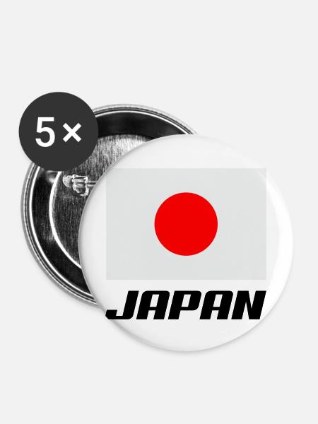 Japan Fahne - Buttons mittel 32 mm (5er Pack) - Weiß
