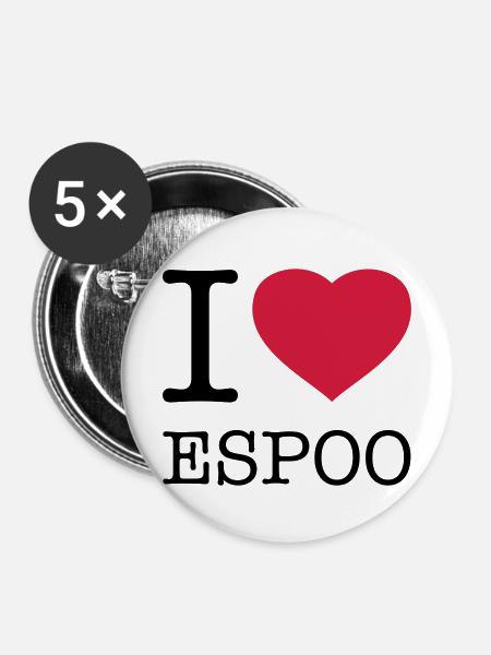 I LOVE ESPOO Finnland - Buttons mittel 32 mm (5er Pack) - Weiß