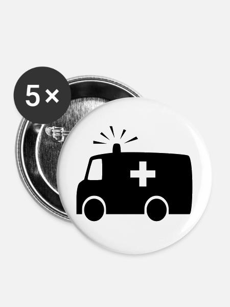 Ambulanz - Buttons mittel 32 mm (5er Pack) - Weiß