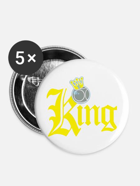 König Petanque Tippfehler - Buttons mittel 32 mm (5er Pack) - Weiß