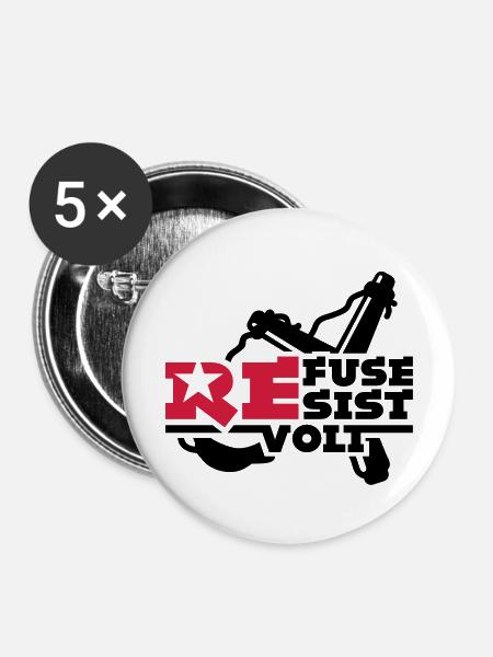rebell - Buttons mittel 32 mm (5er Pack) - Weiß