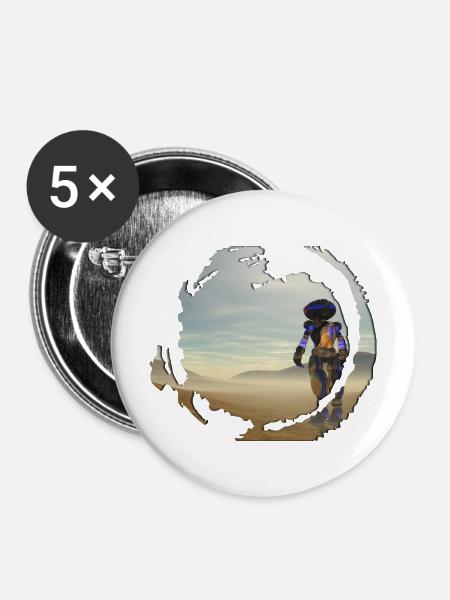 robot dessert - Buttons mittel 32 mm (5er Pack) - Weiß