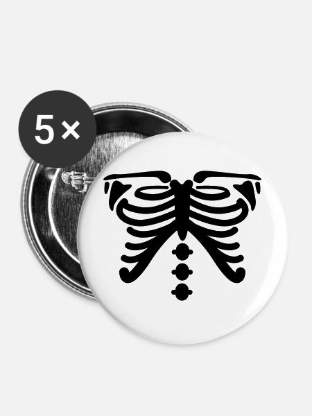 Skelett - Buttons mittel 32 mm (5er Pack) - Weiß