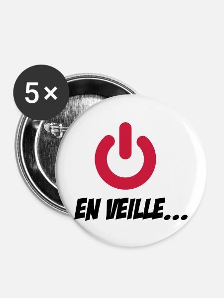 En veille... - Buttons mittel 32 mm (5er Pack) - Weiß