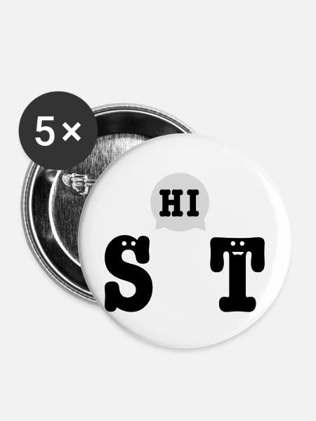 shit - Buttons mittel 32 mm (5er Pack) - Weiß
