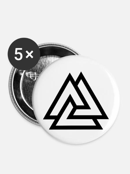Valknut-Knoten im Kampf gefallen - Buttons mittel 32 mm (5er Pack) - Weiß