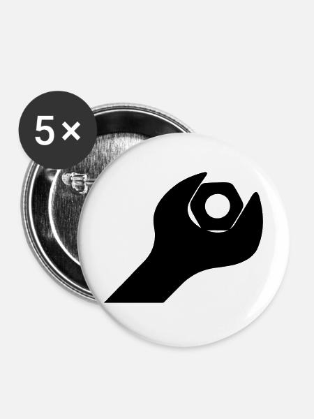 Schraubenschlüssel mit Bolzen - Buttons mittel 32 mm (5er Pack) - Weiß
