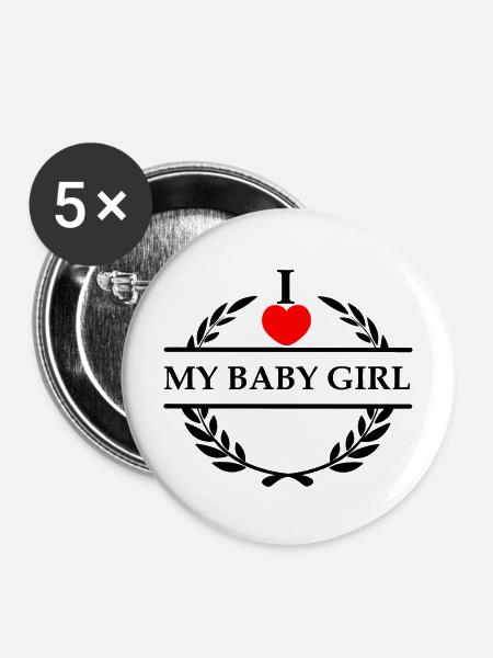Ich liebe mein kleines Mädchen - Buttons mittel 32 mm (5er Pack) - Weiß
