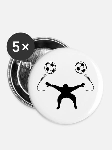 Torwart oder Torwartschattenfigur - Buttons mittel 32 mm (5er Pack) - Weiß