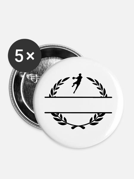 Handballer im Lorbeerkranz-Monogramm - Buttons mittel 32 mm (5er Pack) - Weiß