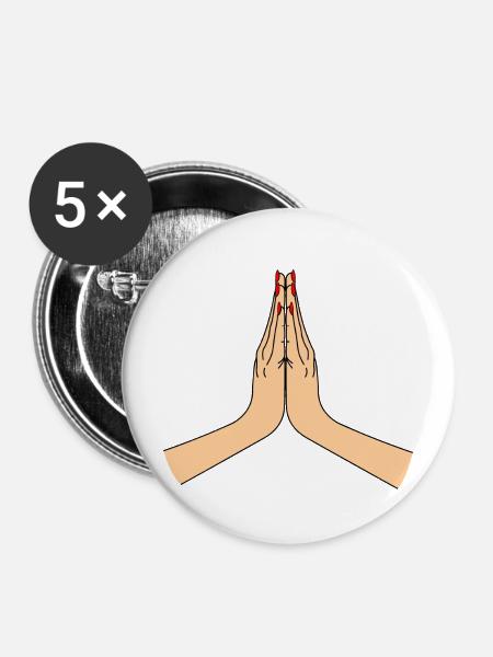 Namasté danke - Buttons mittel 32 mm (5er Pack) - Weiß
