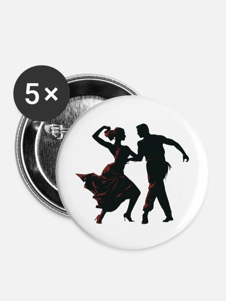 Flamenco Tanz - Buttons mittel 32 mm (5er Pack) - Weiß