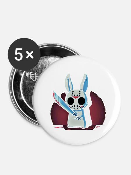 Halloween Bunny - Buttons mittel 32 mm (5er Pack) - Weiß