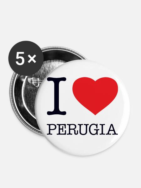 I LOVE PERUGIA - Buttons mittel 32 mm (5er Pack) - Weiß