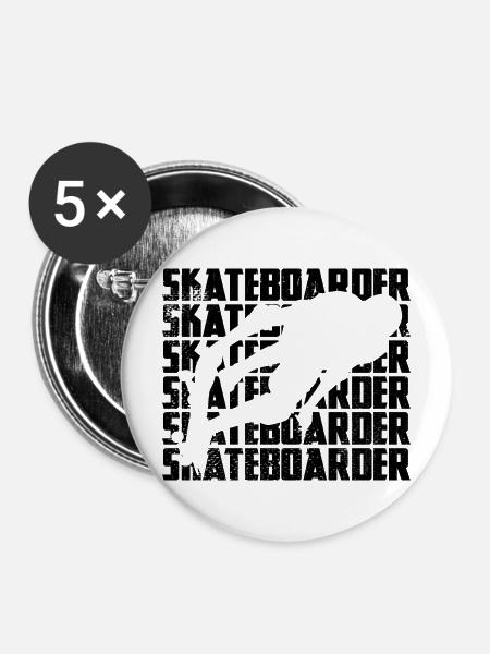 Skateboarder - Buttons mittel 32 mm (5er Pack) - Weiß