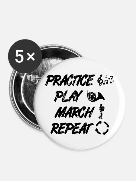 Waldhornist Routine - Buttons mittel 32 mm (5er Pack) - Weiß