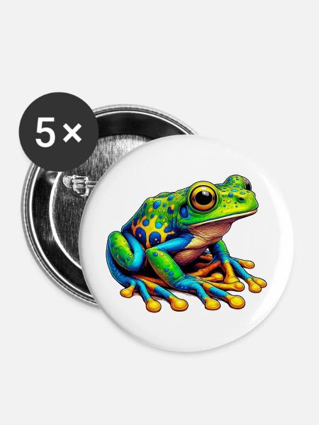 Frosch - Buttons mittel 32 mm (5er Pack) - Weiß