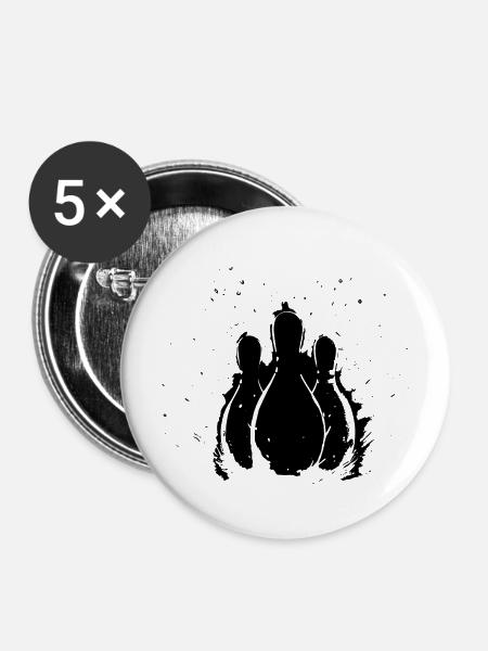 Bowling Pins - Buttons mittel 32 mm (5er Pack) - Weiß