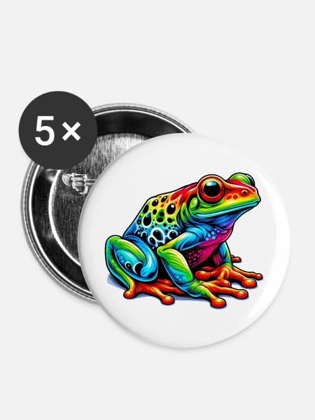 Frosch - Buttons mittel 32 mm (5er Pack) - Weiß