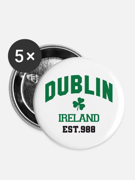 Dublin - Irland - Buttons mittel 32 mm (5er Pack) - Weiß