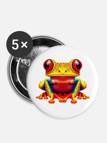 Frosch - Buttons mittel 32 mm (5er Pack) - Weiß